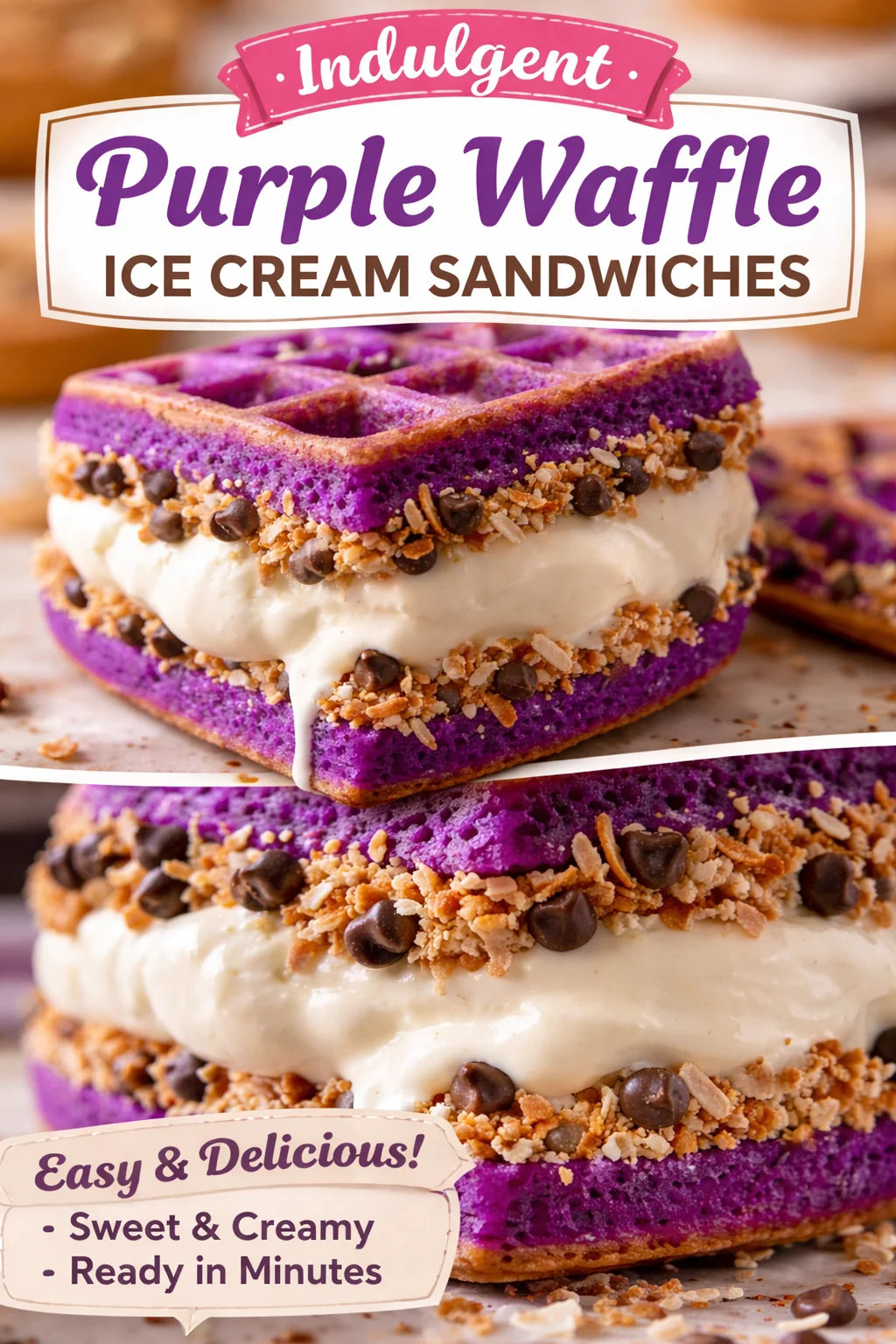 ube waffle ice cream sandwiches