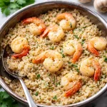 Delicious garlic butter shrimp rice bowls topped with juicy shrimp and fluffy rice.