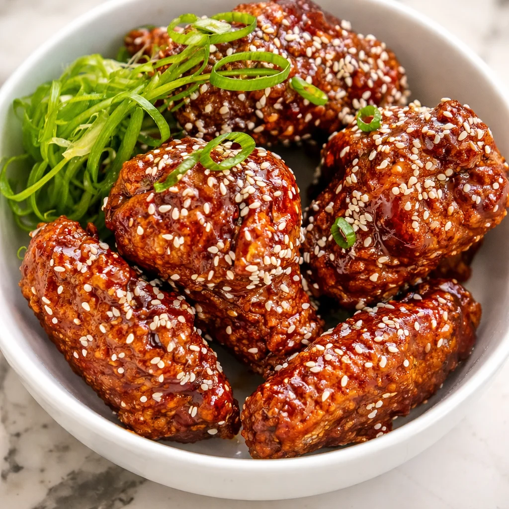 Crispy Sweet Chili Calamansi Chicken Wings made in an air fryer.